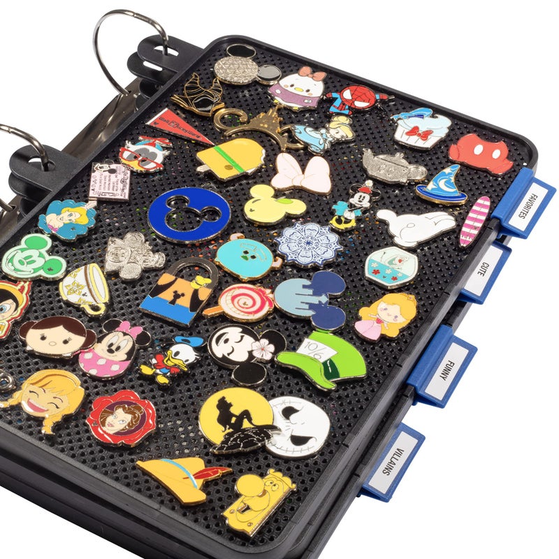 SCS Direct My Pin Collection 3-Ring Album Binder w 4 Enamel Pin Pages -Patented Design Lays Pages Flat with Pinbacks and No Sagging -Display and Trade Your Favorites -Organizational Stickers Included - Image 4